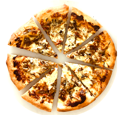 きんぴらごぼうとキノコのピザ